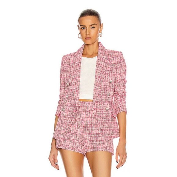 NWT L'Agence Kenzie Double Breasted Tweed Blazer Jacket - Picture 1 of 9